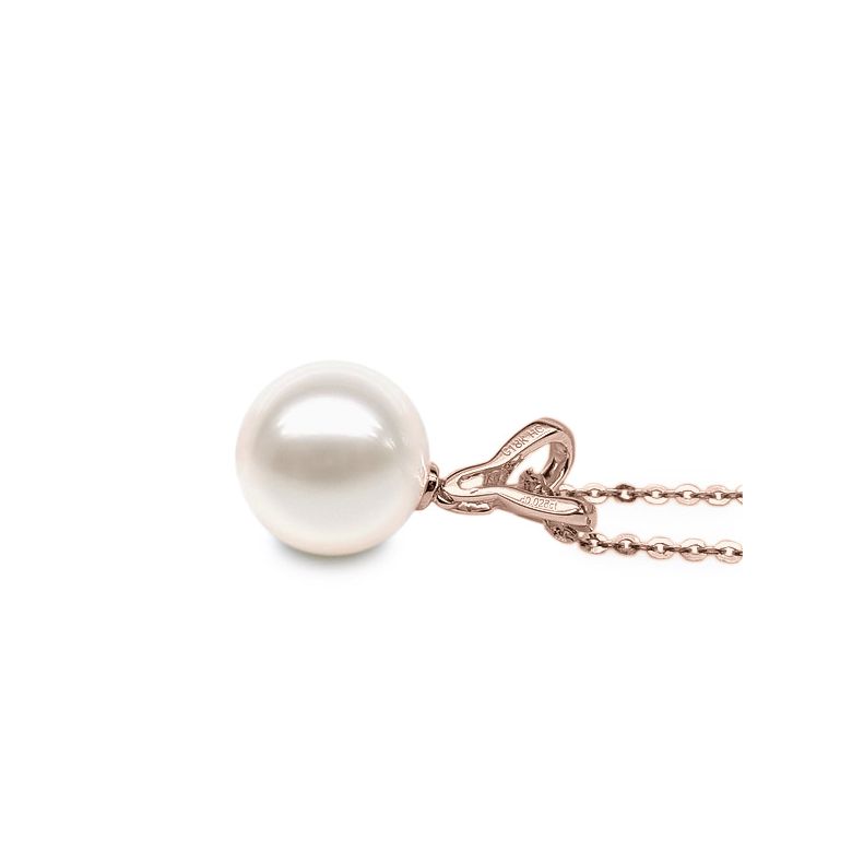 Pendentif bélière entrelacée or rose - Perle de Chine blanche - 4