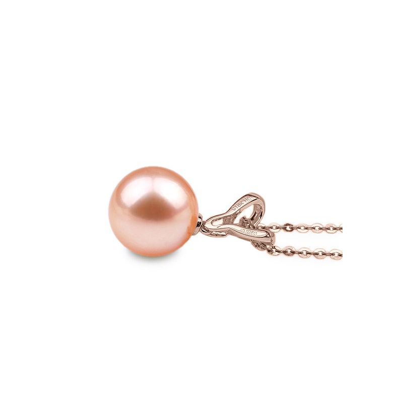 Pendentif bélière entrelacée or rose - Perle de Chine blanche - 7