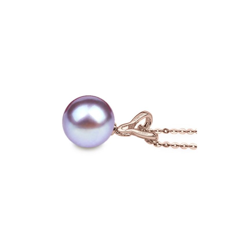 Pendentif bélière entrelacée or rose - Perle de Chine blanche - 9