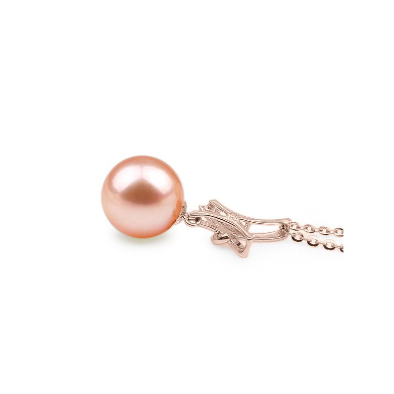 Pendentif noeud or rose 18cts monté d'une perle d'eau douce blanche - 6