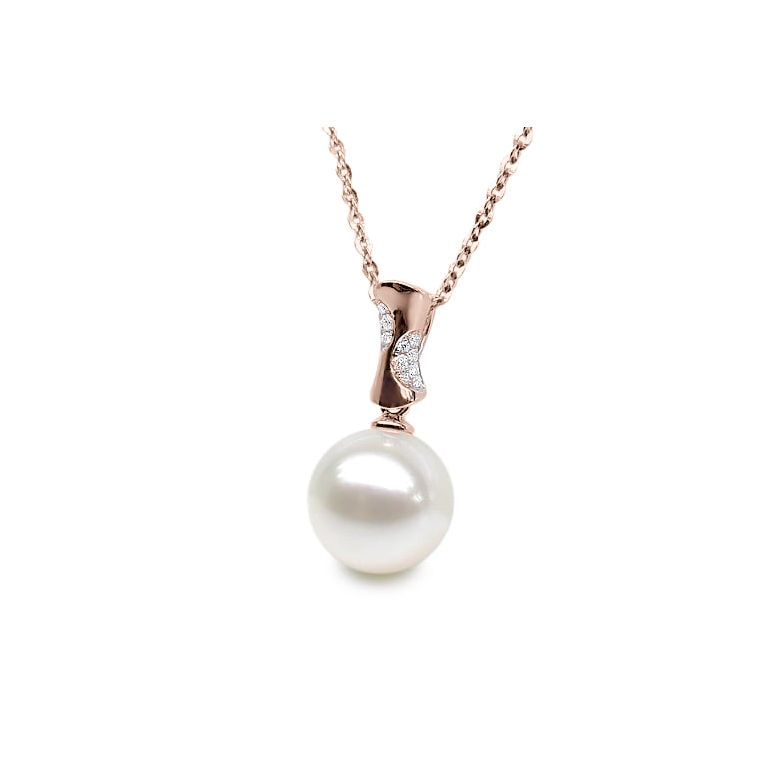 Pendentif t'es à croquer - Or rose, perle de rivière blanche - 1