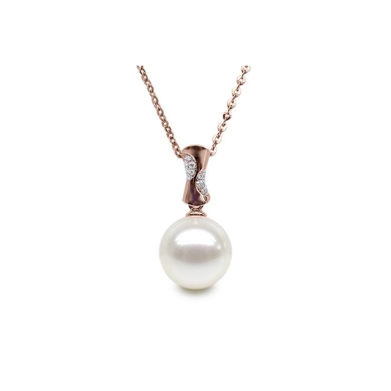 Pendentif t'es à croquer - Or rose, perle de rivière blanche - 2