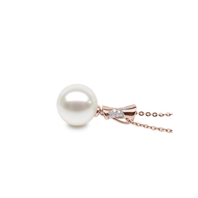 Pendentif t'es à croquer - Or rose, perle de rivière blanche - 3