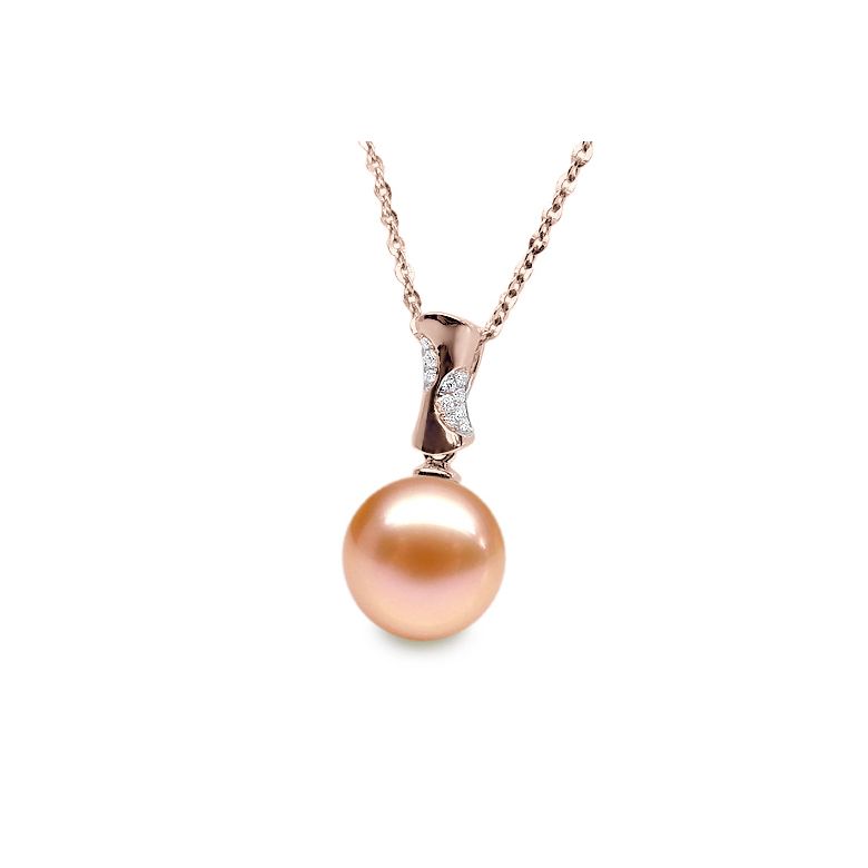 Pendentif t'es à croquer - Or rose, perle de rivière blanche - 6