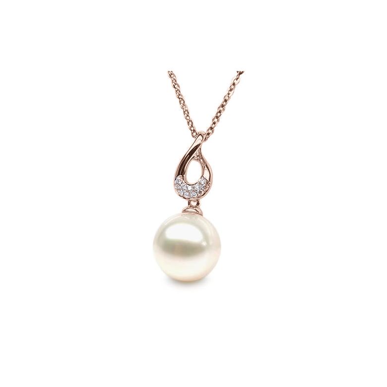 Pendentif twist or rose - Perle de culture d'eau douce, diamants - 3
