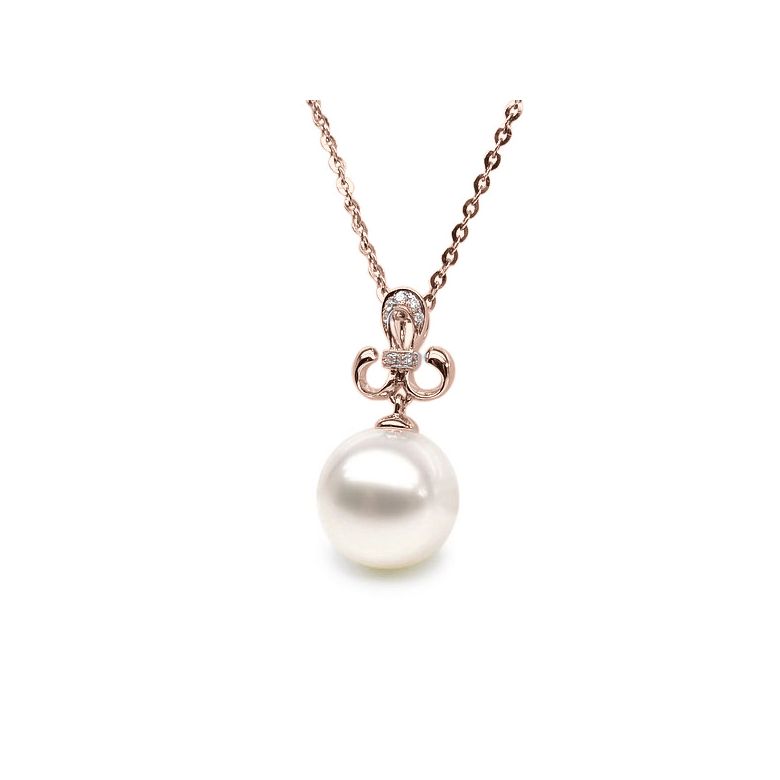 Pendentif noblesse - Armoiries en or rose, diamants - Perle blanche - 1