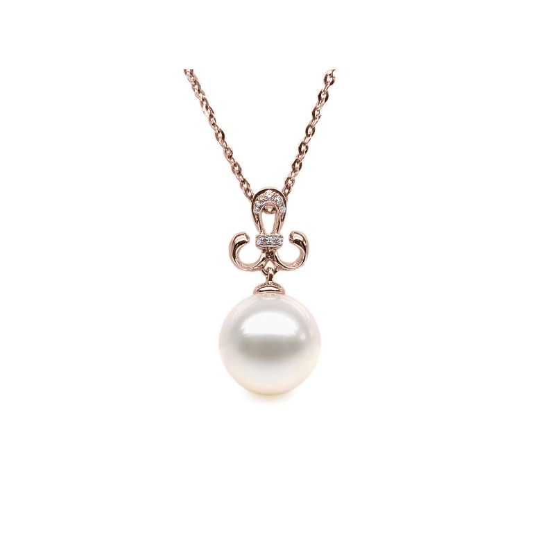 Pendentif noblesse - Armoiries en or rose, diamants - Perle blanche - 2