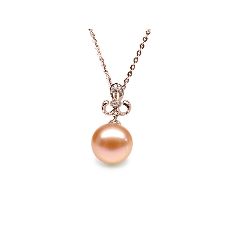 Pendentif noblesse - Armoiries en or rose, diamants - Perle blanche - 5