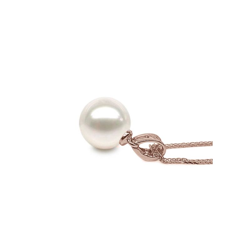 Pendentif diamants rails et perle de culture Chine - Or rose 18cts - 4