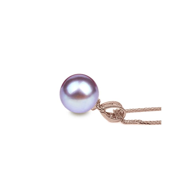 Pendentif diamants rails et perle de culture Chine - Or rose 18cts - 8