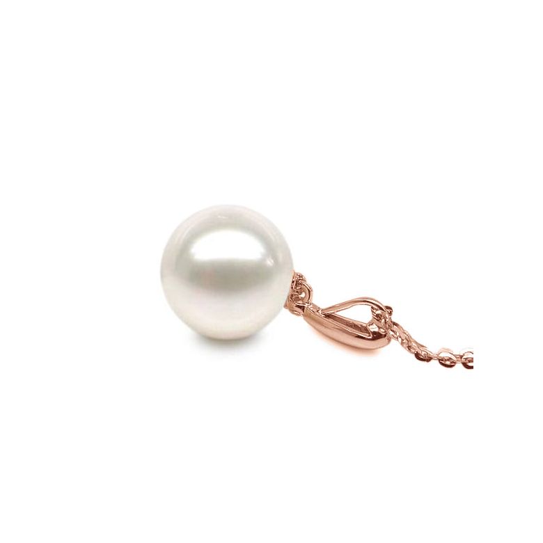 Pendentif Hainan - Tige or rose, diamant demi clos - Perle blanche - 3