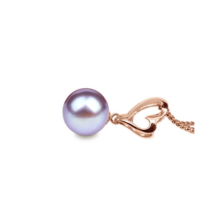 Pendentif cœur de Cupidon or rose - Perle d'eau douce blanche - 7