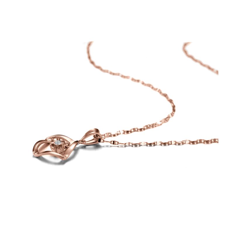 Pendentif diamant or rose carrelet incurvé - Diamant solitaire - 3