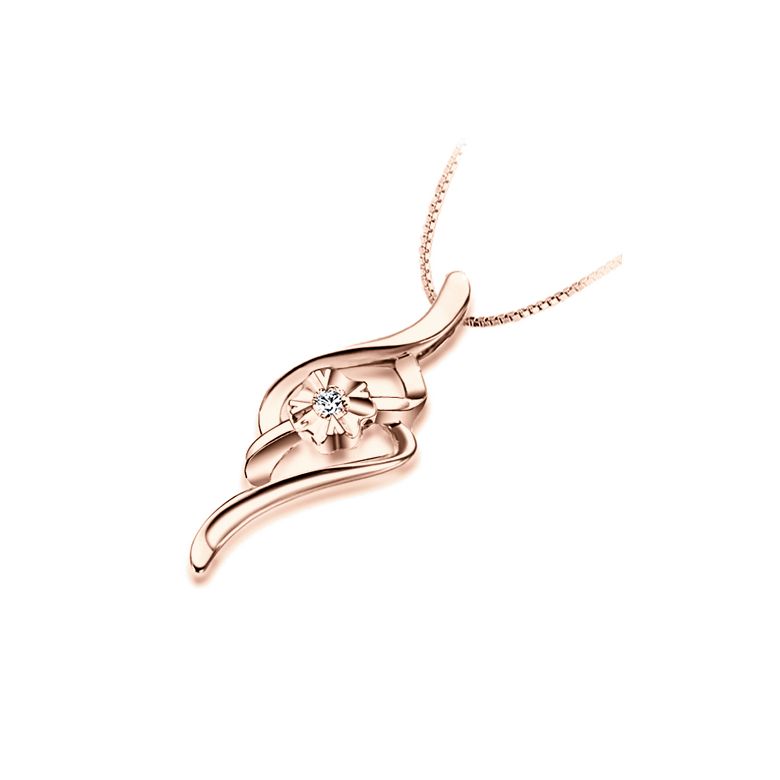 Pendentif byzantin - Fleur diamantée - Pendentif or rose - 3