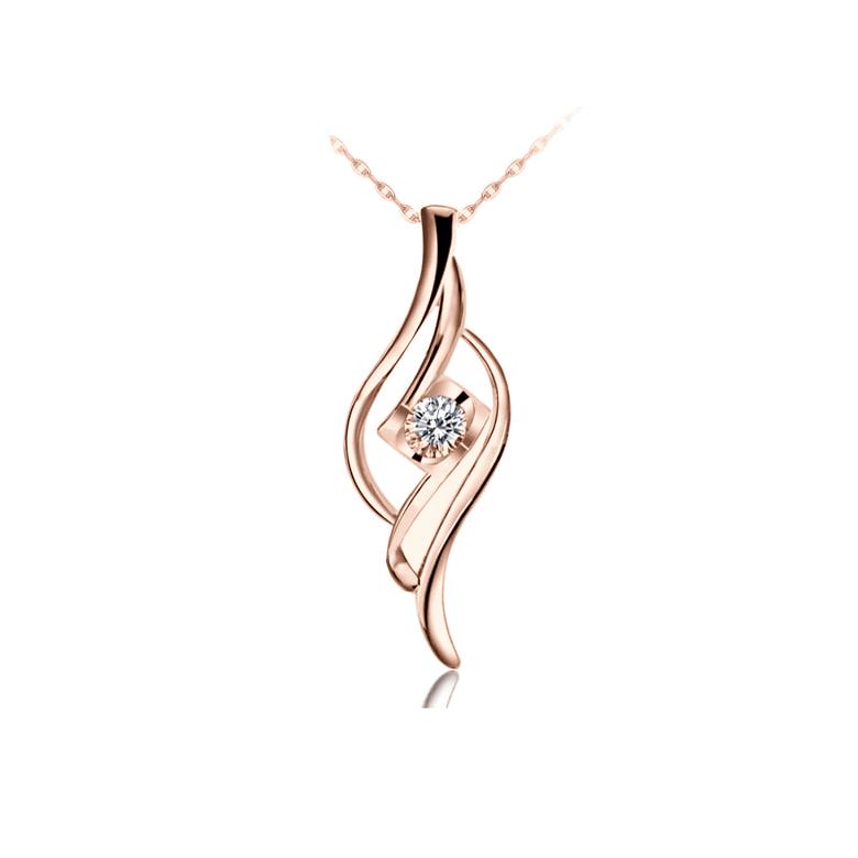 Pendentif Byzantin - Solitaire or rose - Diamant demi-clos 0.08ct - 1