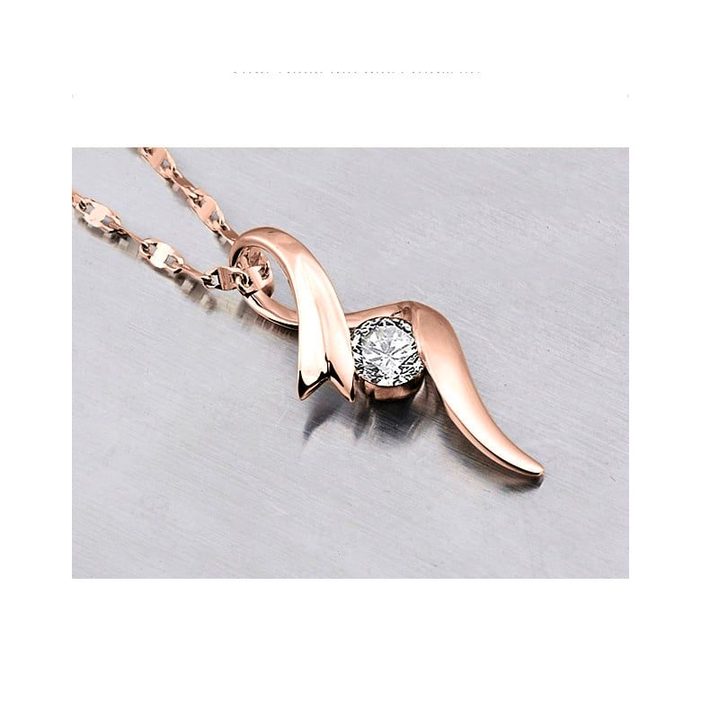 Pendentif byzantin - Ruban torsadé - Or rose, diamant 0.20ct - 2