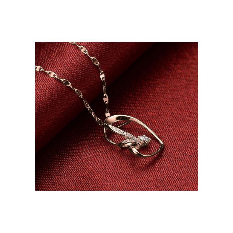 Pendentif coeur - Aile de papillon - Diamants, or rose - 3