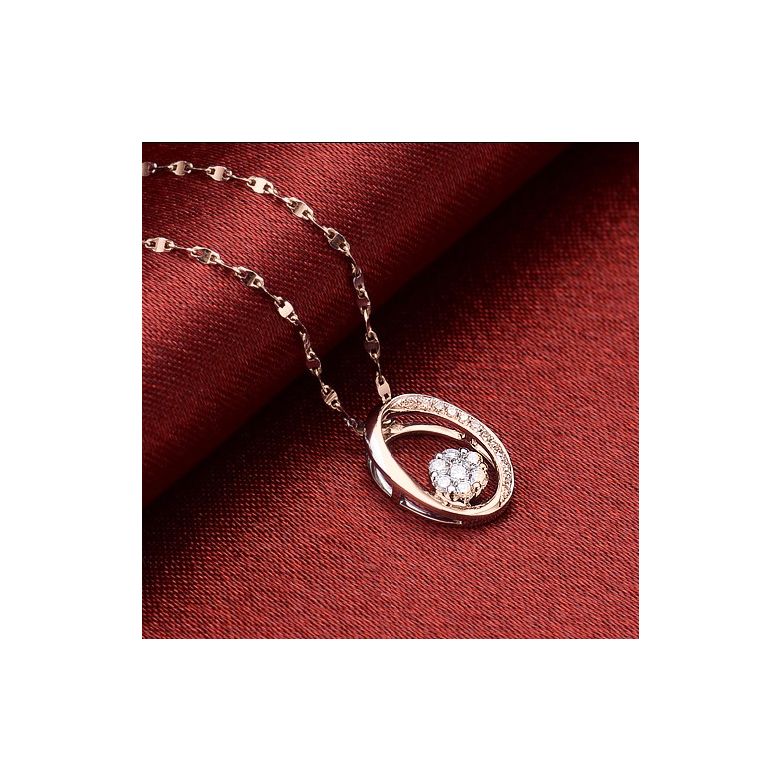 Pendentif O - Fleur préservée - Or rose, diamants 0.19ct - 3