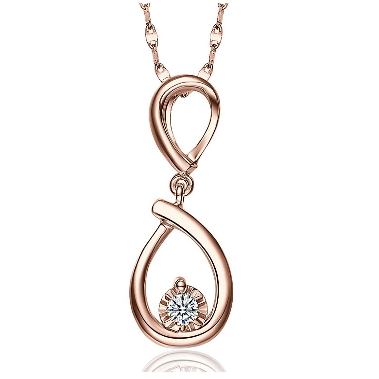 Pendentif lasso en or rose et diamant - Attrape moi si tu m'aimes - 1