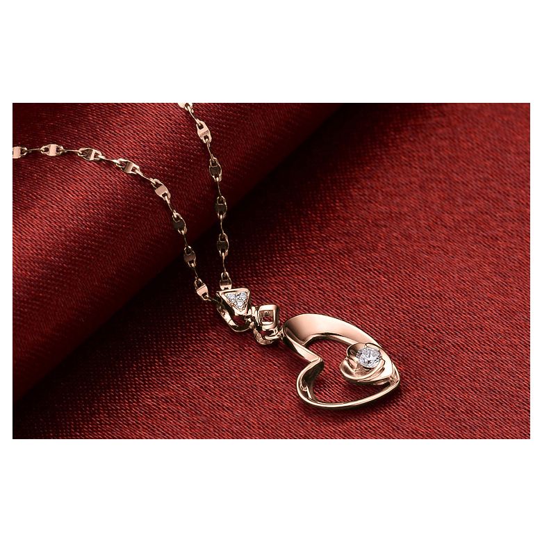 Pendentif Coeur de Rose - Diamants, or rose - 3