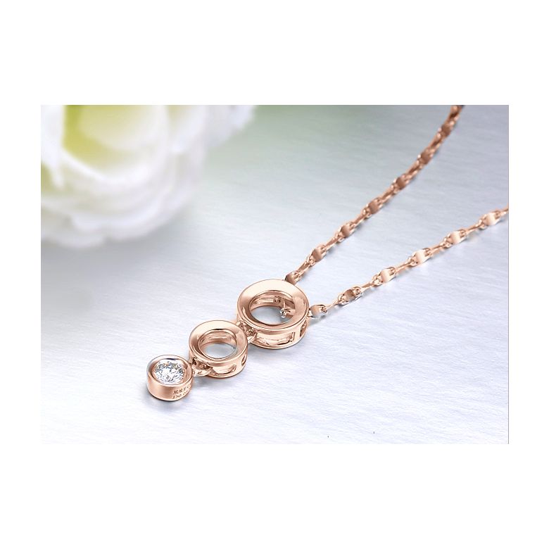 Pendentif contemporain or rose en O - Diamant serti clos de 0.10ct - 2