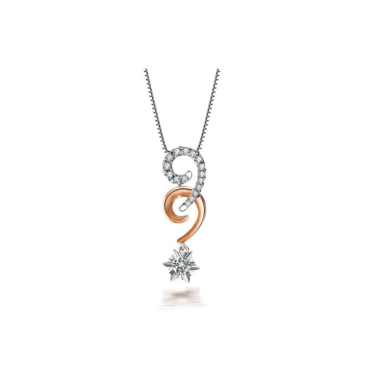 Pendentif 99 - Or blanc et rose - Diamants 0.25ct - 1