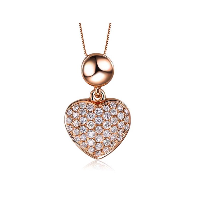 Pendentif coeur pavé de diamants - Or rose et diamants 0.23ct - 1