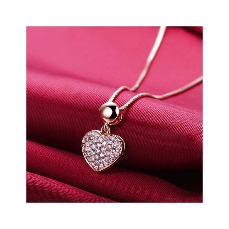Pendentif coeur pavé de diamants - Or rose et diamants 0.23ct - 4