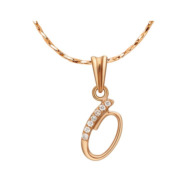 Pendentif 0 - Chiffre zéro - Or rose 18cts et diamants 0.035ct - 1