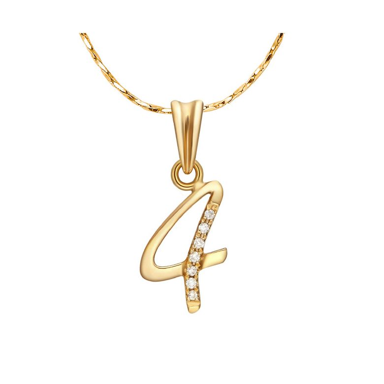Pendentif 4 - Or jaune 18cts - Diamants 0.015ct - 1