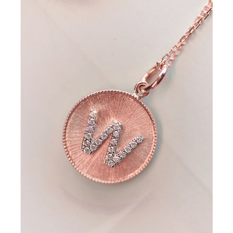 Pendentif Lettre de l'Alphabet - Vos initiales diamantées autour du cou or rose - 8