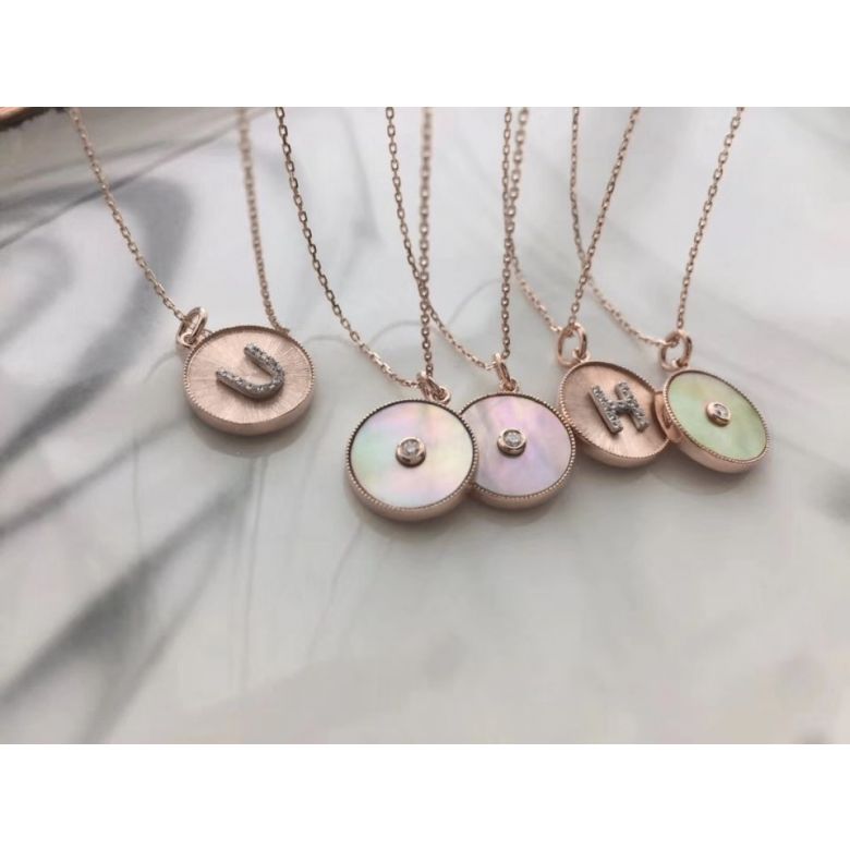 Pendentif Lettre de l'Alphabet - Vos initiales diamantées autour du cou or rose - 15