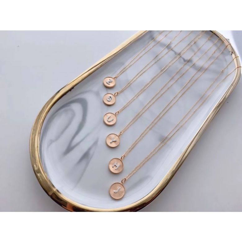 Pendentif Lettre de l'Alphabet - Vos initiales diamantées autour du cou or rose - 19