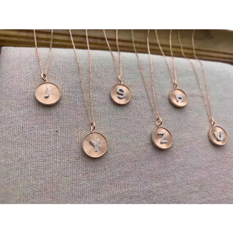 Pendentif Lettre de l'Alphabet - Vos initiales diamantées autour du cou or rose - 20