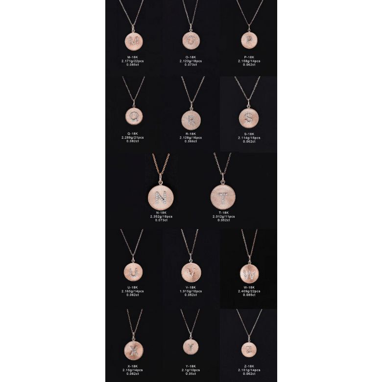Pendentif Lettre de l'Alphabet - Vos initiales diamantées autour du cou or rose - 23