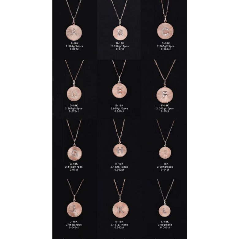 Pendentif Lettre de l'Alphabet - Vos initiales diamantées autour du cou or rose - 24