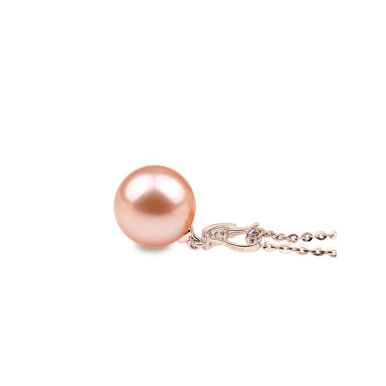 Pendentif Xilo. Perle rose 10/10.5 mm, Diamants, Or rose - 2