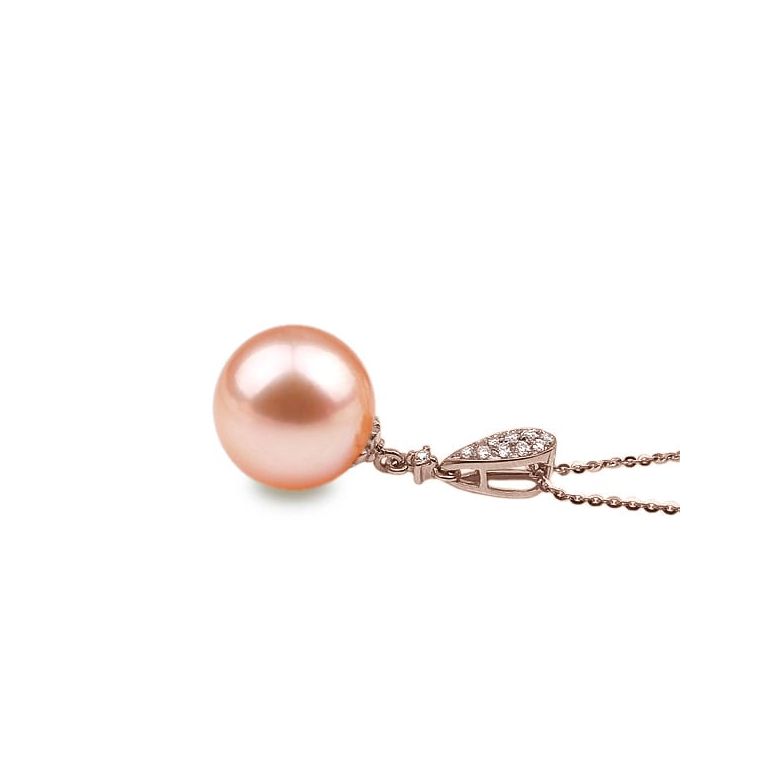 Pendentif Andromède. Perle rose 10/10.5 mm, Diamants, Or rose - 2