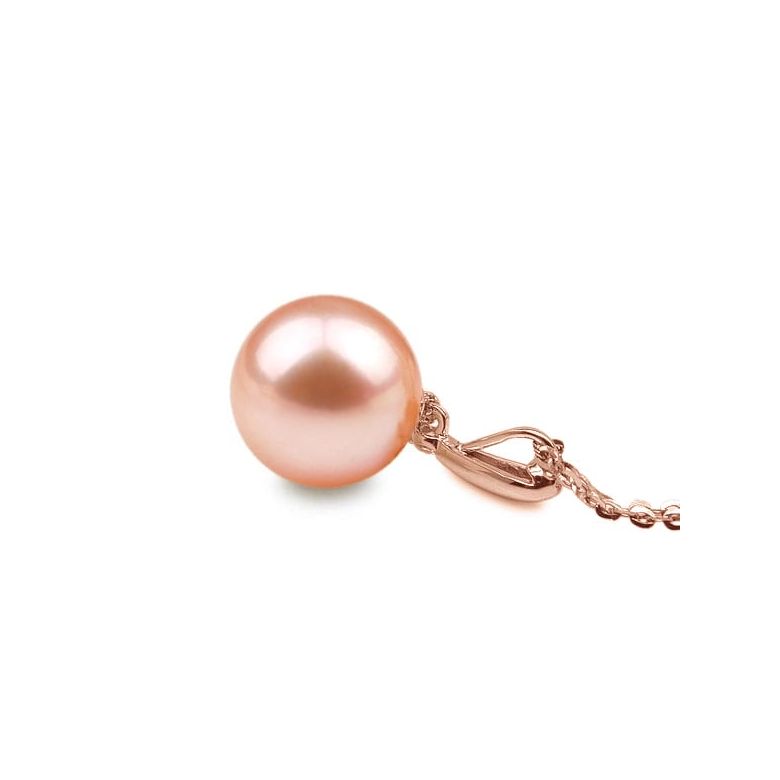 Pendentif Hainan. Perle rose 10/10.5 mm, Diamants, Or rose - 2