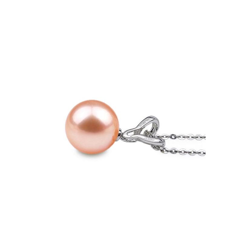 Pendentif Jardin secret. Perle rose 10/10.5 mm, Diamants, Or blanc - 2