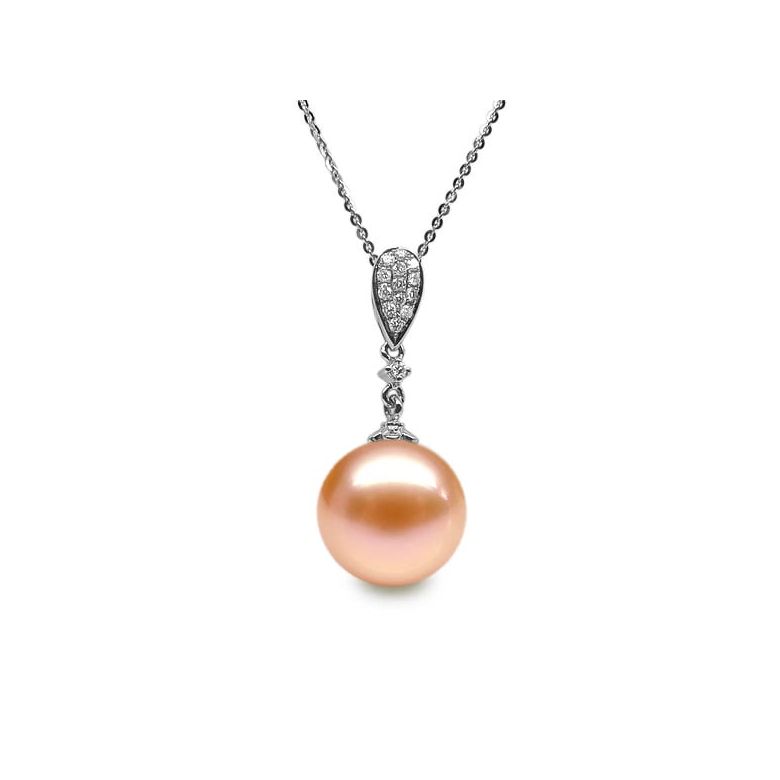 Pendentif Andromède. Perle rose 10/10.5 mm, Diamants, Or blanc - 1