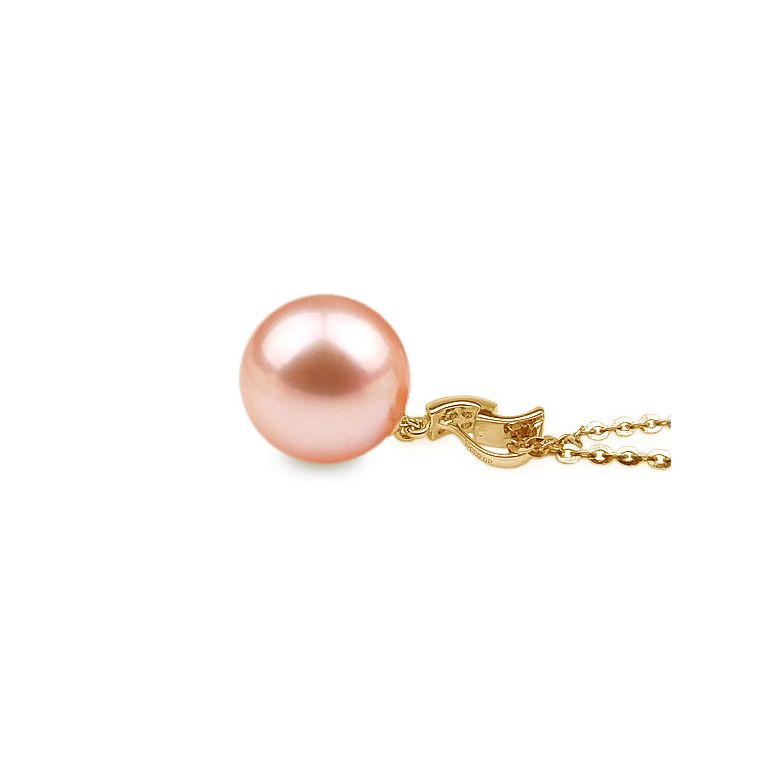 Pendentif Xilo. Perle rose 10/10.5 mm, Diamants, Or jaune - 2