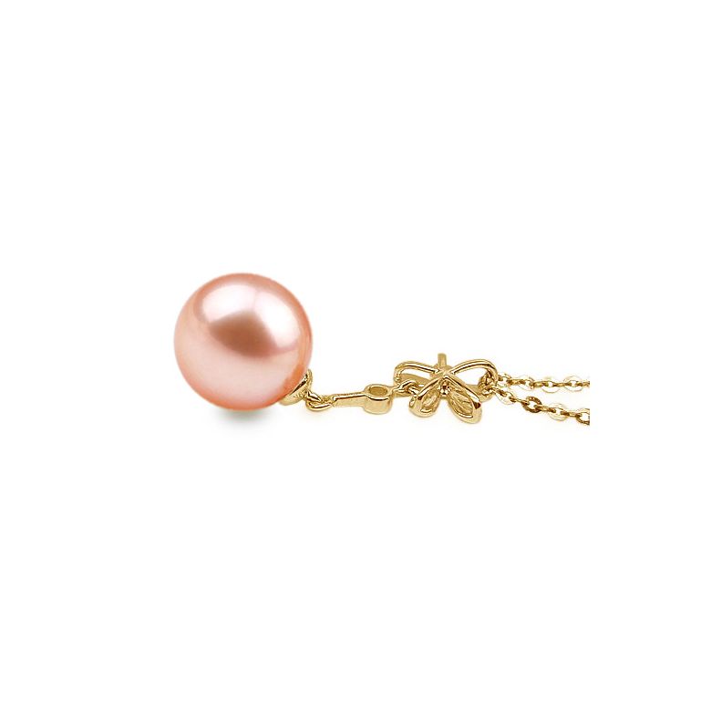 Pendentif Fleur céleste. Perle rose 10/10.5 mm, Diamants, Or jaune - 2