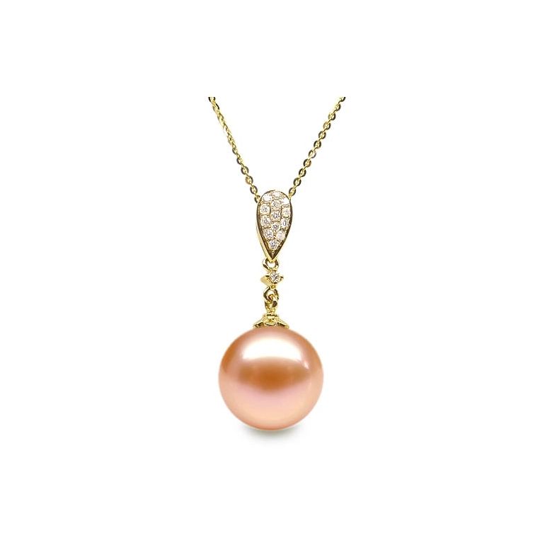 Pendentif Andromède. Perle rose 10/10.5 mm, Diamants, Or jaune - 1