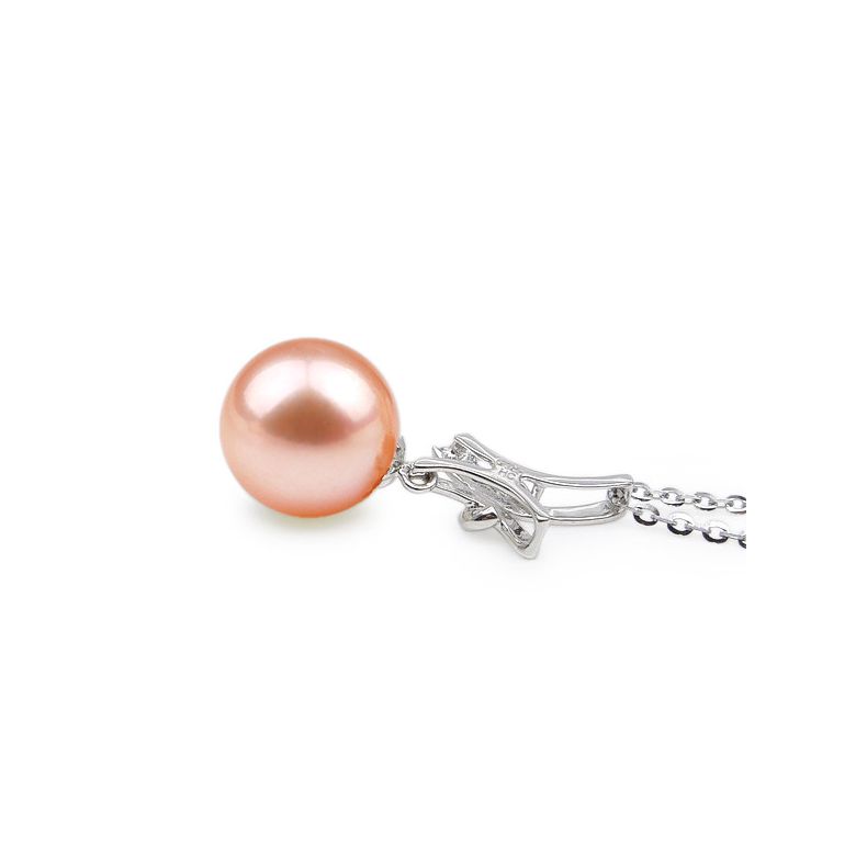 Pendentif noeud or blanc 18cts monté d'une perle d'eau douce blanche - 6