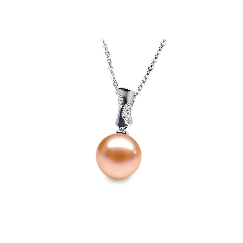 Pendentif t'es à croquer - Or blanc, perle de rivière blanche - 6