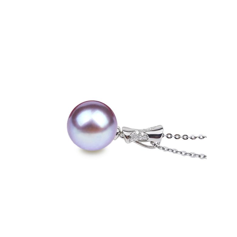 Pendentif t'es à croquer - Or blanc, perle de rivière blanche - 7