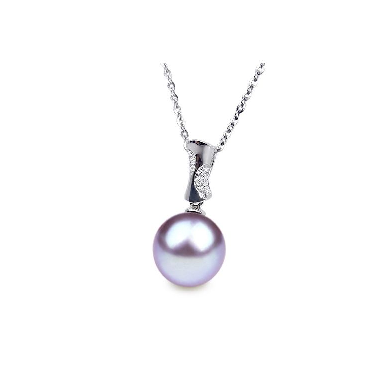 Pendentif t'es à croquer - Or blanc, perle de rivière blanche - 8