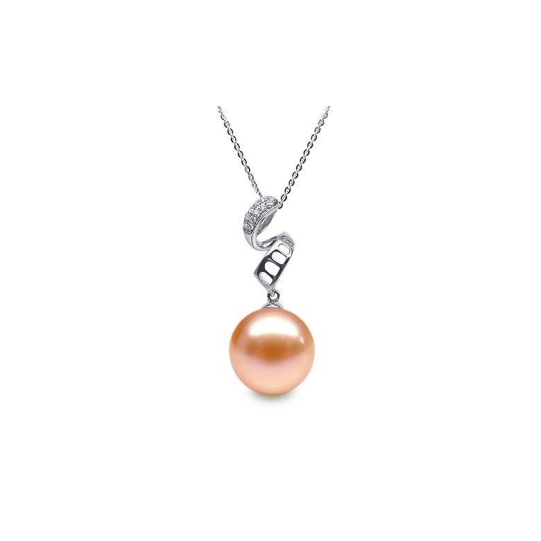 Pendentif tortillon serpentin - Or blanc, diamants - Perle blanche - 5