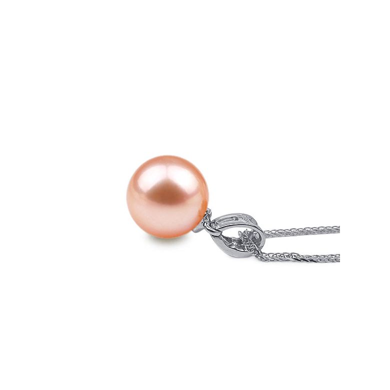 Pendentif diamants rails et perle de culture Chine - Or blanc 18cts - 6